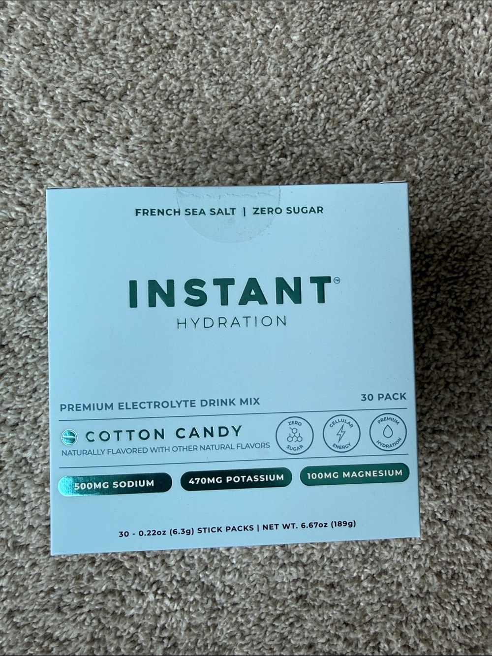 *UNOPENED* INSTANT Hydration Cotton Candy Electrolyte Drink Mix - White/Green